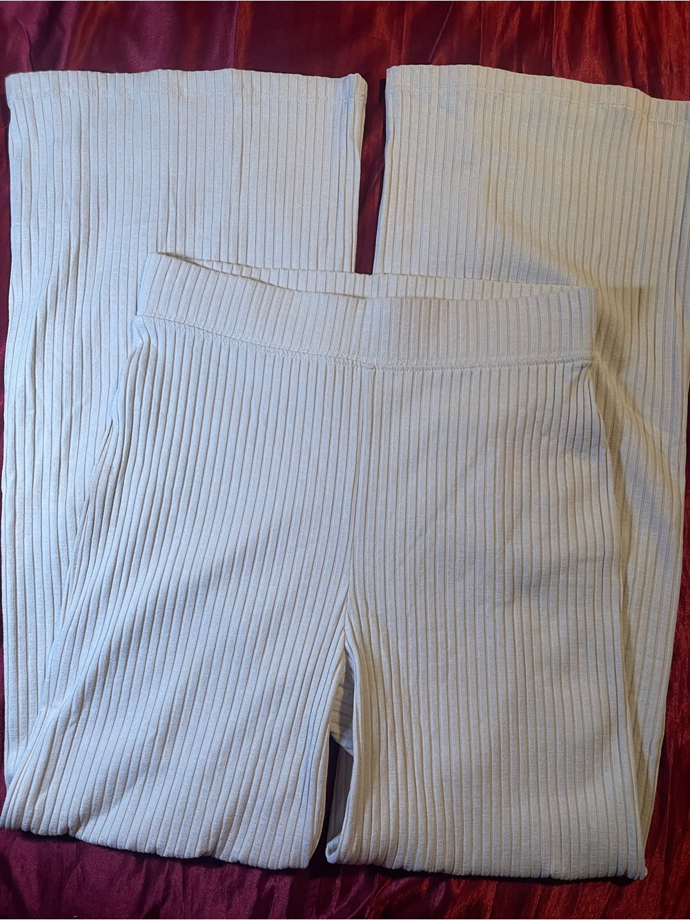 Jonathan Simkhai Ribbed Wide-Leg Pants in Off-White